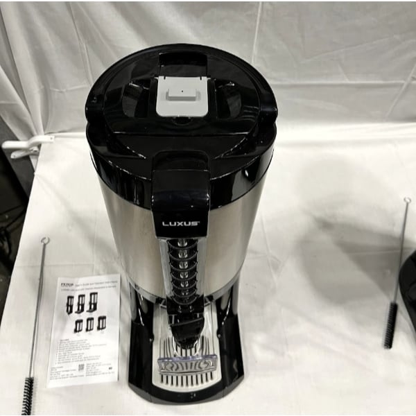 Scratch and Dent Fetco LGD-20 Luxus 2 Gallon Stainless Steel Coffee Dispenser with Stand