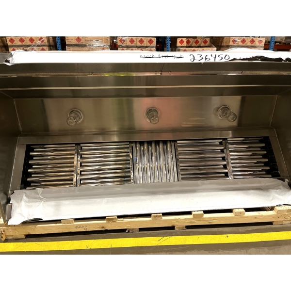 Scratch and Dent Halifax LSCHO848 Package Type 1 Low Ceiling Sloped Front Commercial Kitchen Hood System with Short Cycle Makeup Air - 8' x 48"