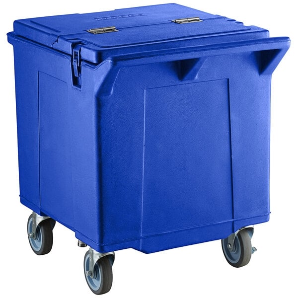 Scratch and Dent CaterGator 125 lb. Capacity Blue Mobile Ice Bin with Flip Lid
