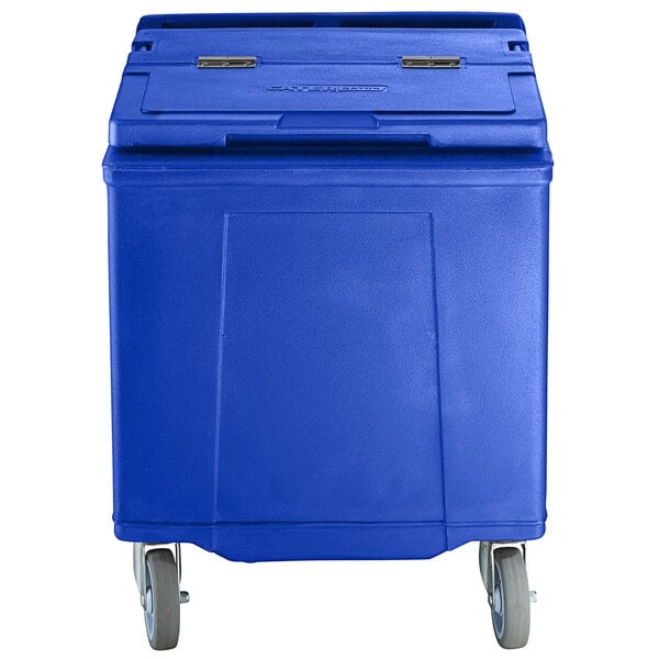 Scratch and Dent CaterGator 125 lb. Capacity Blue Mobile Ice Bin with Flip Lid