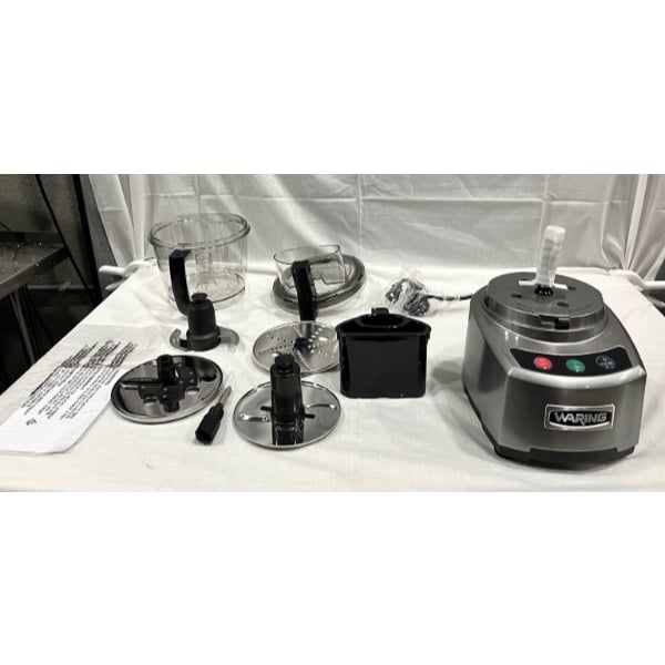 Scratch and Dent Waring WFP16S 4 Qt. Clear Batch Bowl Food Processor with Vegetable Prep Lid Chute and 3 Discs - 2 hp