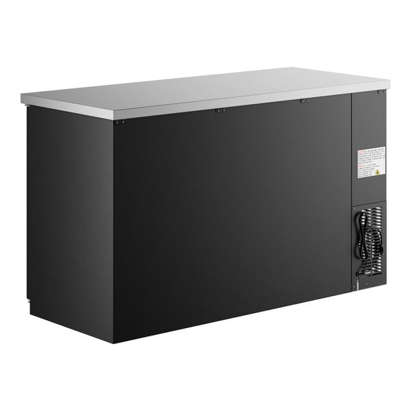 Scratch and Dent Avantco UBB-60-HC 60" Black Counter Height Narrow Solid Door Back Bar Refrigerator with LED Lighting