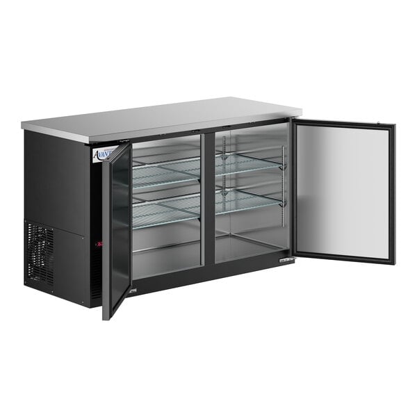 Scratch and Dent Avantco UBB-60-HC 60" Black Counter Height Narrow Solid Door Back Bar Refrigerator with LED Lighting