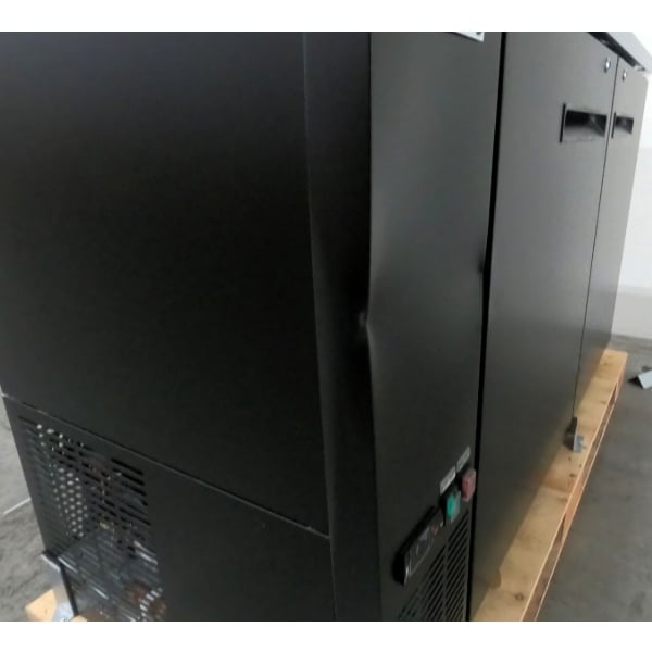 Scratch and Dent Avantco UBB-60-HC 60" Black Counter Height Narrow Solid Door Back Bar Refrigerator with LED Lighting