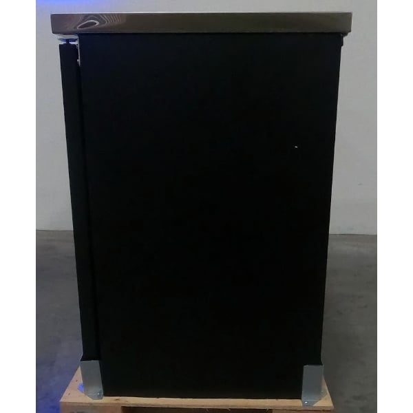 Scratch and Dent Avantco UBB-60-HC 60" Black Counter Height Narrow Solid Door Back Bar Refrigerator with LED Lighting