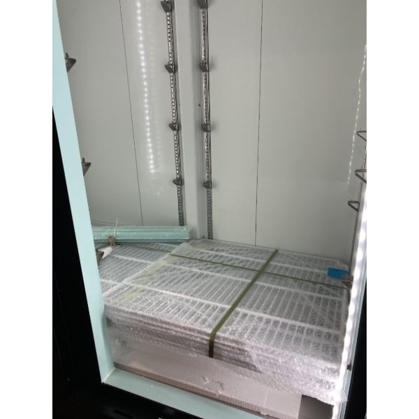Scratch and Dent Avantco GDC-49F-HC 53" Black Swing Glass Door Merchandiser Freezer with LED Lighting