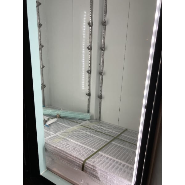 Scratch and Dent Avantco GDC-49F-HC 53" Black Swing Glass Door Merchandiser Freezer with LED Lighting