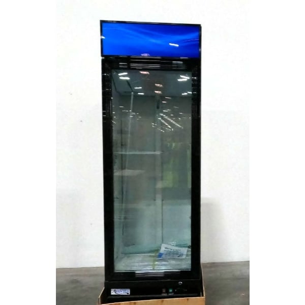 Scratch and Dent Avantco GDC-15-HC 25 5/8" Black Left-Hinged Swing Glass Door Merchandiser Refrigerator with LED Lighting