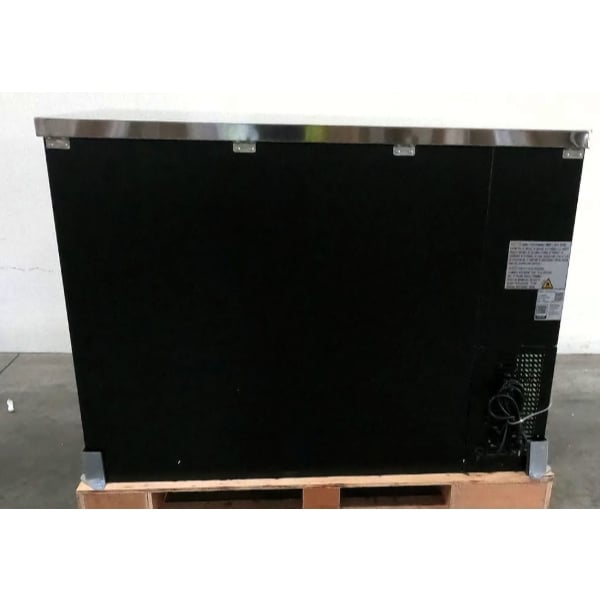 Scratch and Dent Avantco UBB-48G-HC 48" Black Counter Height Narrow Glass Door Back Bar Refrigerator with LED Lighting