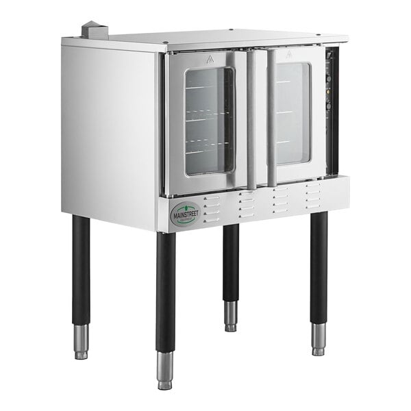 Scratch and Dent MainStreet Equipment EC1-D Single Deck Electric Full Size Convection Oven with Legs - 240V, 1 / 3 Phase, 11.9 kW