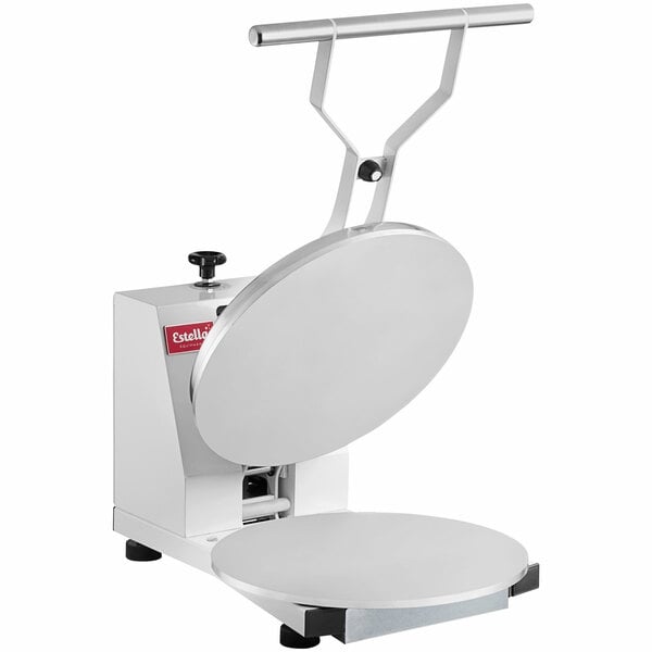 Scratch and Dent Estella DPC18T 18" Dual-Heat Manual Clamshell Pizza / Tortilla Dough Press - 240V, 3300W