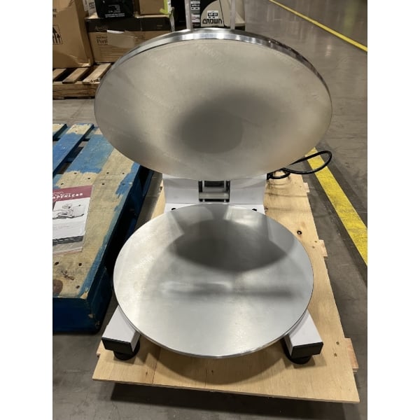 Scratch and Dent Estella DPC18T 18" Dual-Heat Manual Clamshell Pizza / Tortilla Dough Press - 240V, 3300W