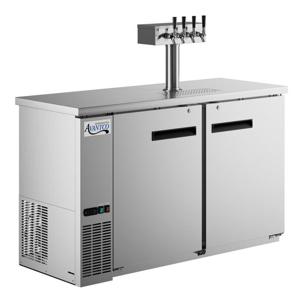 Scratch and Dent Avantco UDD-2-HC-S Four Tap Kegerator Beer Dispenser - Stainless Steel, (2) 1/2 Keg Capacity