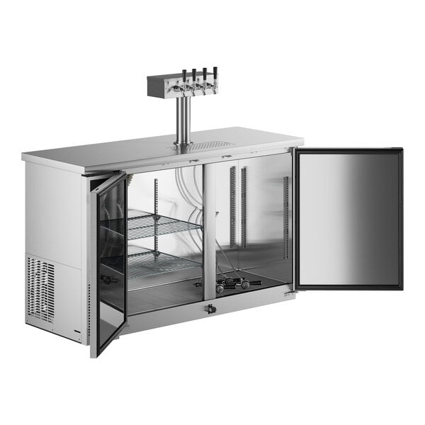 Scratch and Dent Avantco UDD-2-HC-S Four Tap Kegerator Beer Dispenser - Stainless Steel, (2) 1/2 Keg Capacity