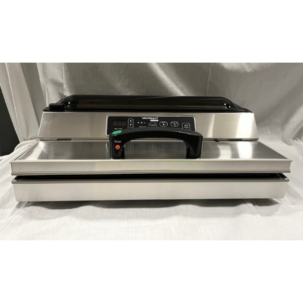 Scratch and Dent VacPak-It Ultima UVME16SS Vacuum Packing Machine with 16" Seal Bar, Roll Cutter, and Dual Piston Dry Pump - 120V, 550W