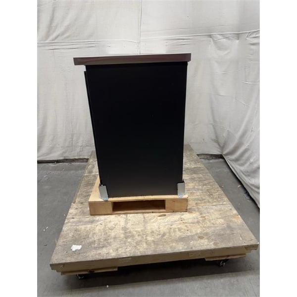 Scratch and Dent Avantco UBB-48S-HC 48" Black Counter Height Narrow Sliding Glass Door Back Bar Refrigerator with LED Lighting