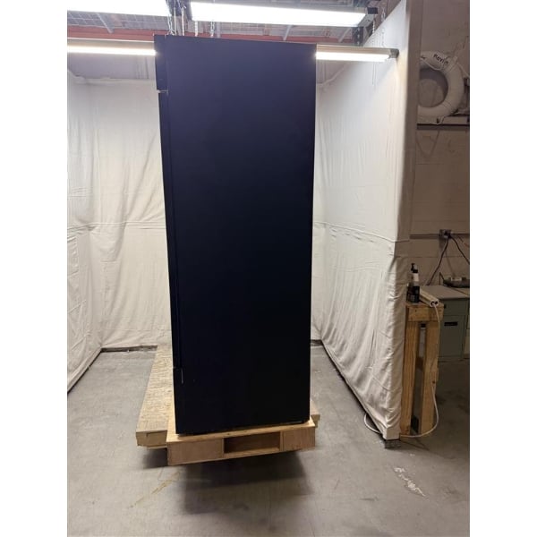 Scratch and Dent Avantco GDC-69-HC 78 1/4" Black Swing Glass Door Merchandiser Refrigerator with LED Lighting