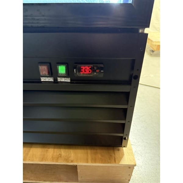 Scratch and Dent Avantco GDC-69-HC 78 1/4" Black Swing Glass Door Merchandiser Refrigerator with LED Lighting