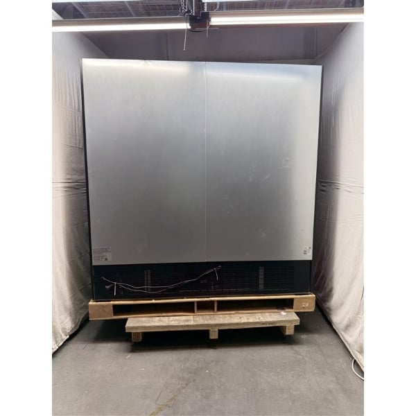 Scratch and Dent Avantco GDC-69-HC 78 1/4" Black Swing Glass Door Merchandiser Refrigerator with LED Lighting