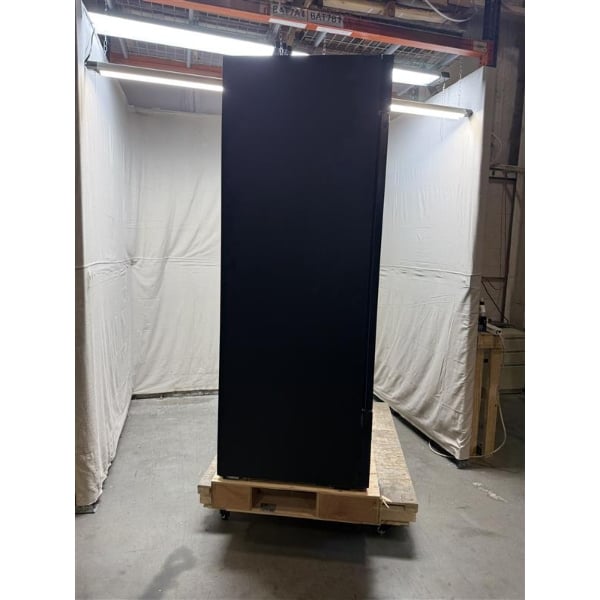 Scratch and Dent Avantco GDC-69-HC 78 1/4" Black Swing Glass Door Merchandiser Refrigerator with LED Lighting