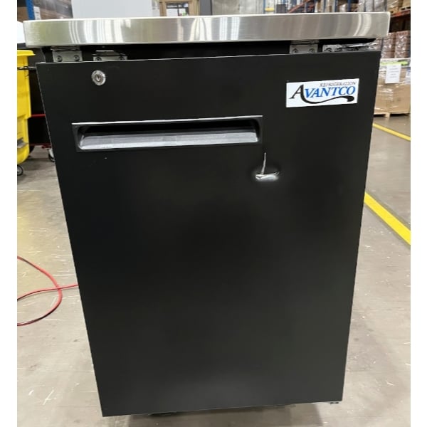 Scratch and Dent Avantco UBB-1-HC 23" Black Counter Height Solid Door Back Bar Refrigerator