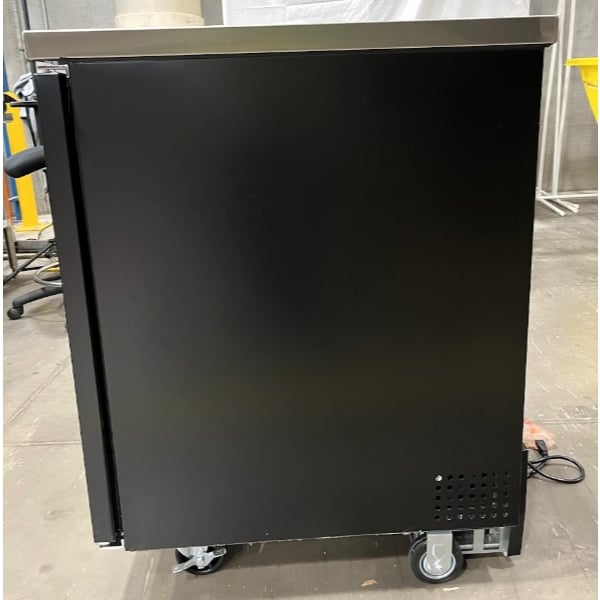 Scratch and Dent Avantco UBB-1-HC 23" Black Counter Height Solid Door Back Bar Refrigerator
