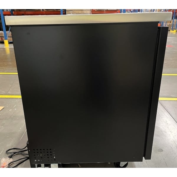 Scratch and Dent Avantco UBB-1-HC 23" Black Counter Height Solid Door Back Bar Refrigerator