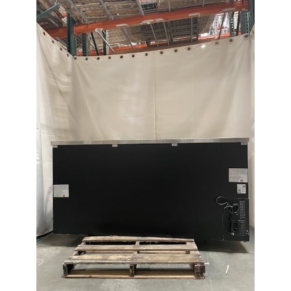 Scratch and Dent Avantco UBB-72S-HC 73" Black Counter Height Narrow Sliding Glass Door Back Bar Refrigerator with LED Lighting