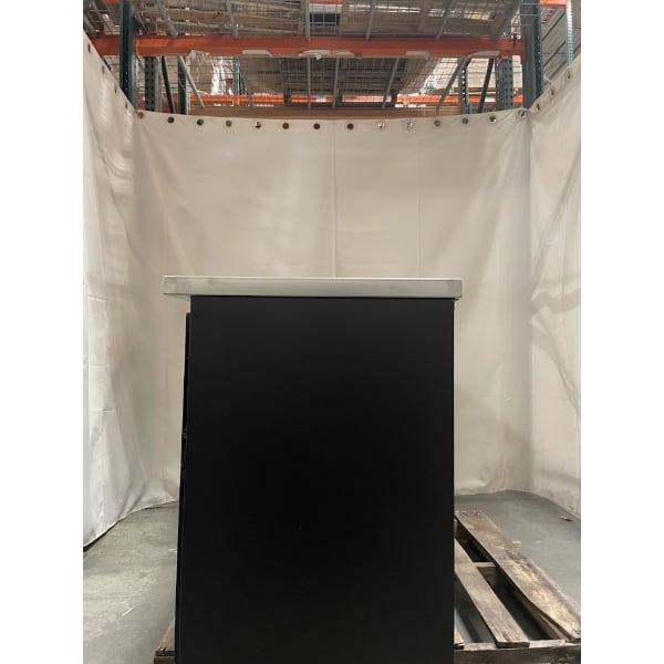 Scratch and Dent Avantco UBB-72S-HC 73" Black Counter Height Narrow Sliding Glass Door Back Bar Refrigerator with LED Lighting