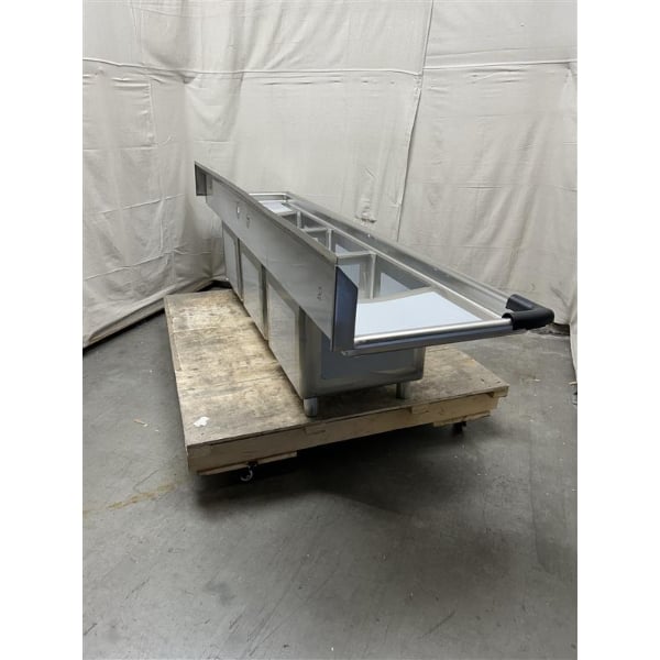 Scratch and Dent Regency 94" Three Compartment Commercial Sink with Galvanized Steel Legs, Two 18" Drainboards, and 18" x 18" x 14" Sink Bowls
