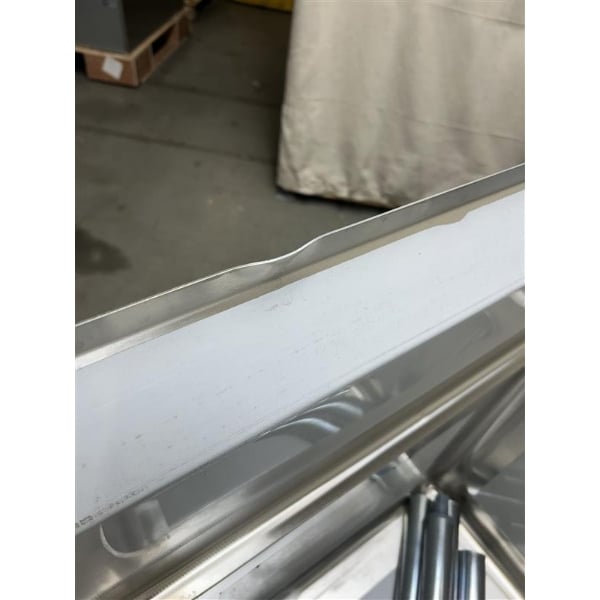 Scratch and Dent Regency 94" Three Compartment Commercial Sink with Galvanized Steel Legs, Two 18" Drainboards, and 18" x 18" x 14" Sink Bowls