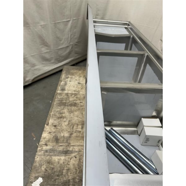 Scratch and Dent Regency 94" Three Compartment Commercial Sink with Galvanized Steel Legs, Two 18" Drainboards, and 18" x 18" x 14" Sink Bowls