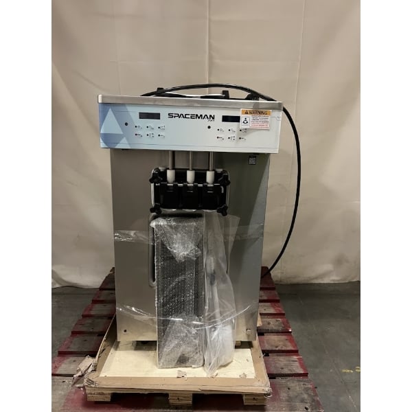 Scratch and Dent Spaceman 6235-C Gravity-Fed Dual Flavor Twin Twist Countertop Soft Serve Ice Cream Machine with 2 Hoppers and 3 Dispensers - 208-230V