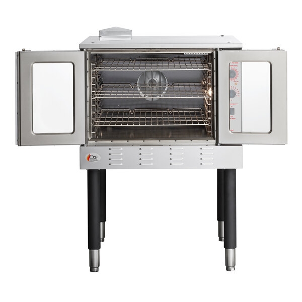 Scratch and Dent Cooking Performance Group FGC-100-DDN Deep Depth Single Deck Full Size Natural Gas Convection Oven with Legs - 60,000 BTU