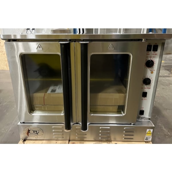 Scratch and Dent Cooking Performance Group FGC-100-DDN Deep Depth Single Deck Full Size Natural Gas Convection Oven with Legs - 60,000 BTU
