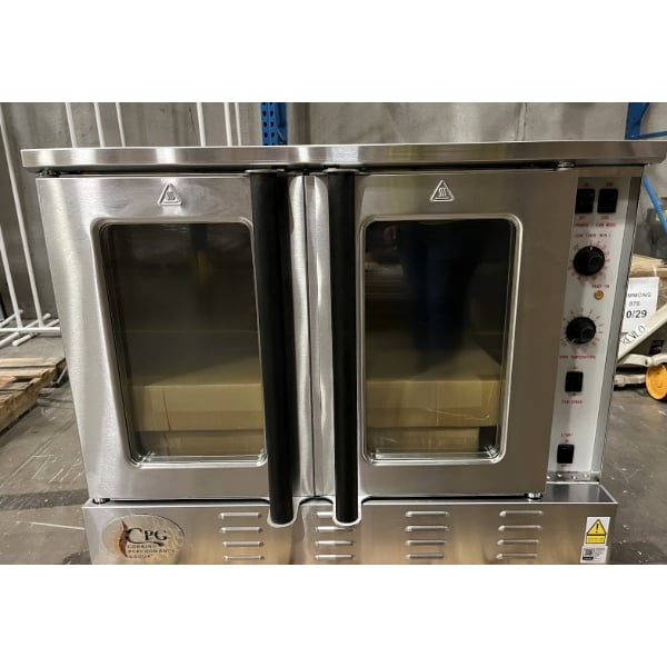 Scratch and Dent Cooking Performance Group FGC-100-DDN Deep Depth Single Deck Full Size Natural Gas Convection Oven with Legs - 60,000 BTU
