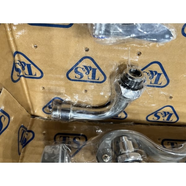 Scratch and Dent T&S B-0178 Deck Mounted Pre-Rinse Faucet with Adjustable 8" Centers, 20" Hose, 12" Add-On Faucet, and 90 Degree Swivel Adapter