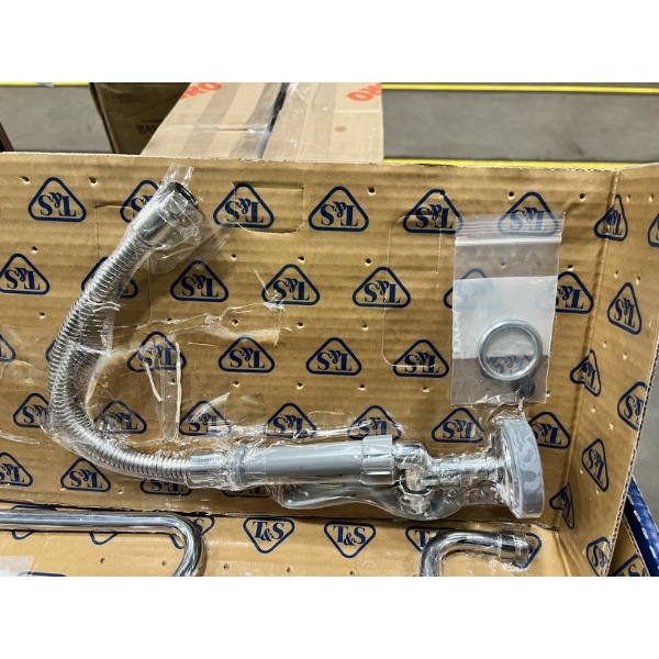 Scratch and Dent T&S B-0178 Deck Mounted Pre-Rinse Faucet with Adjustable 8" Centers, 20" Hose, 12" Add-On Faucet, and 90 Degree Swivel Adapter