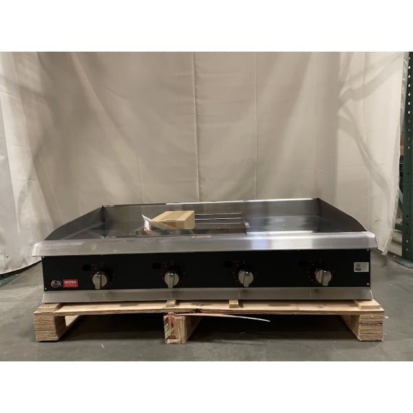 Scratch and Dent Cooking Performance Group GTU-CPG-48-N Ultra Series 48" Chrome Plated Natural Gas 4-Burner Countertop Griddle - 120,000 BTU