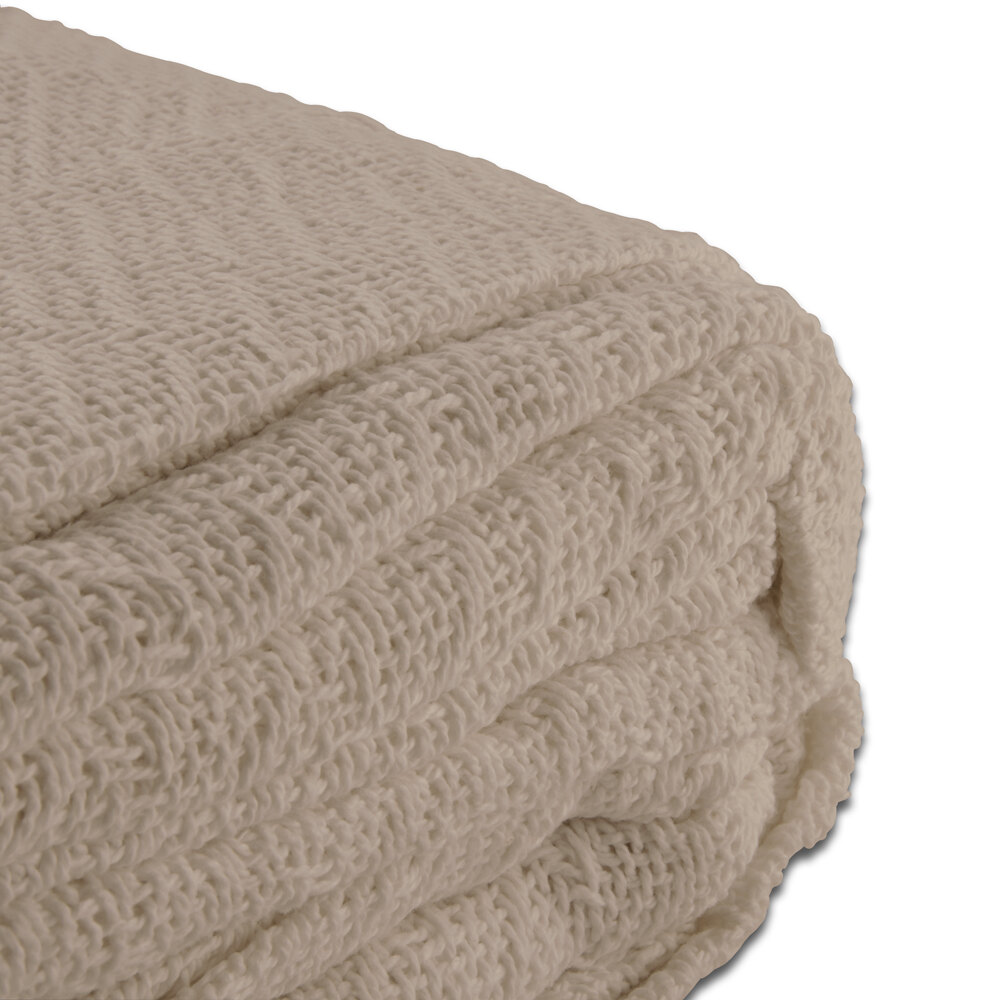 Oxford 110" x 90" King Size Beige 100 Cotton Thermal Herringbone Hotel