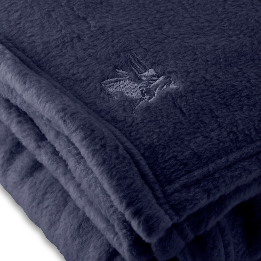 Oxford 90" x 90" Queen Size Navy Blue 100 Polyester Fleece Hotel Blanket