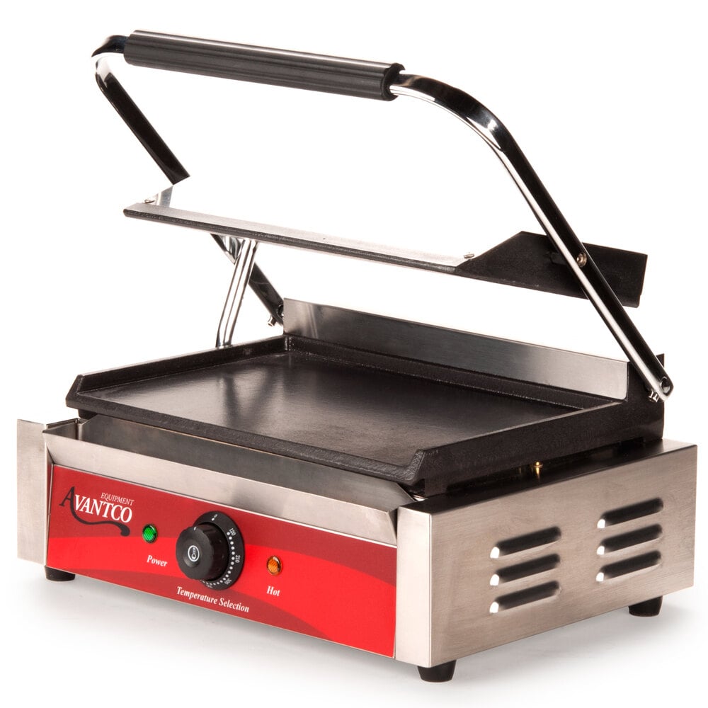 Avantco panini grill with smooth top and bottom plates