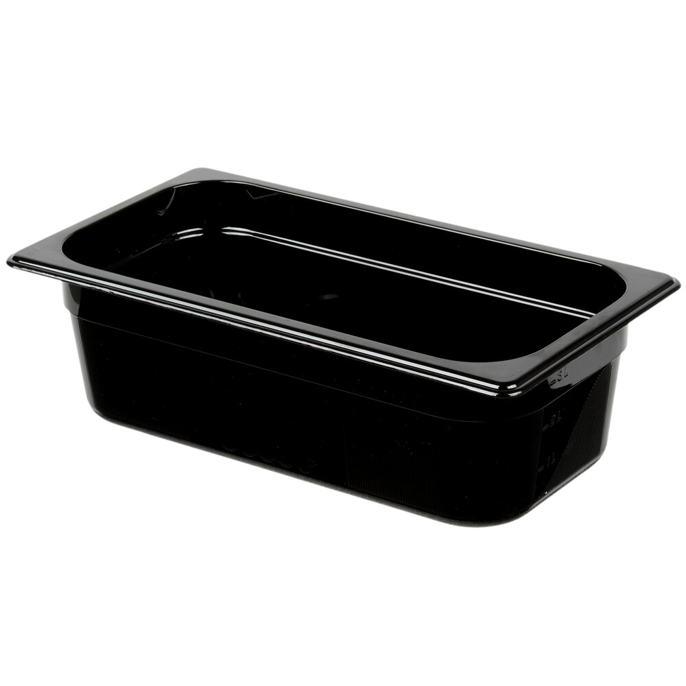 Rubbermaid FG217P00BLA 1/3 Size Black High Heat Plastic Food Pan 4" Deep