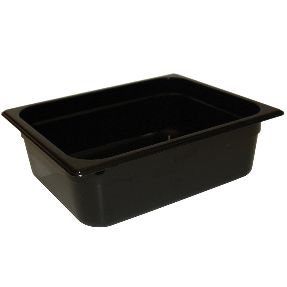 Rubbermaid FG224P00BLA 1/2 Size Black High Heat Plastic Food Pan 4" Deep