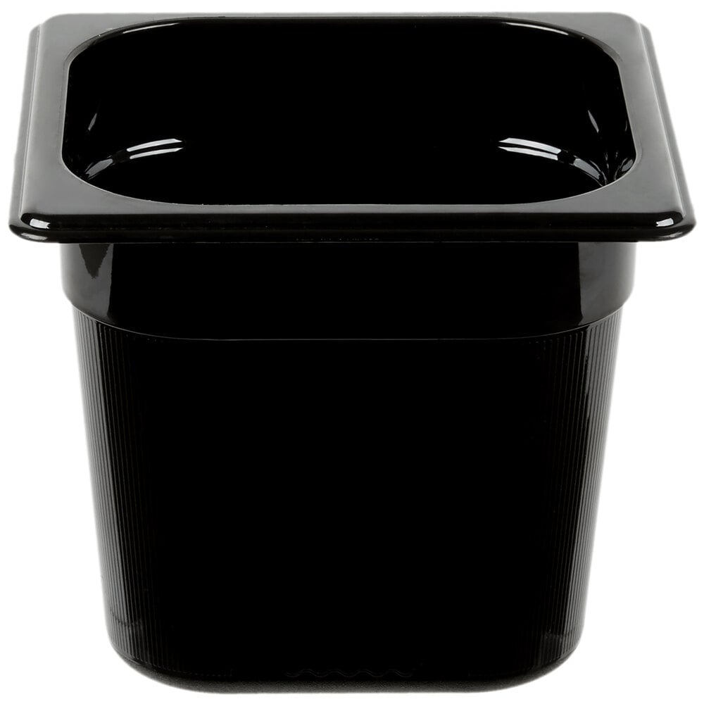 Rubbermaid FG206P00BLA 1/6 Size Black High Heat Plastic Food Pan 6" Deep