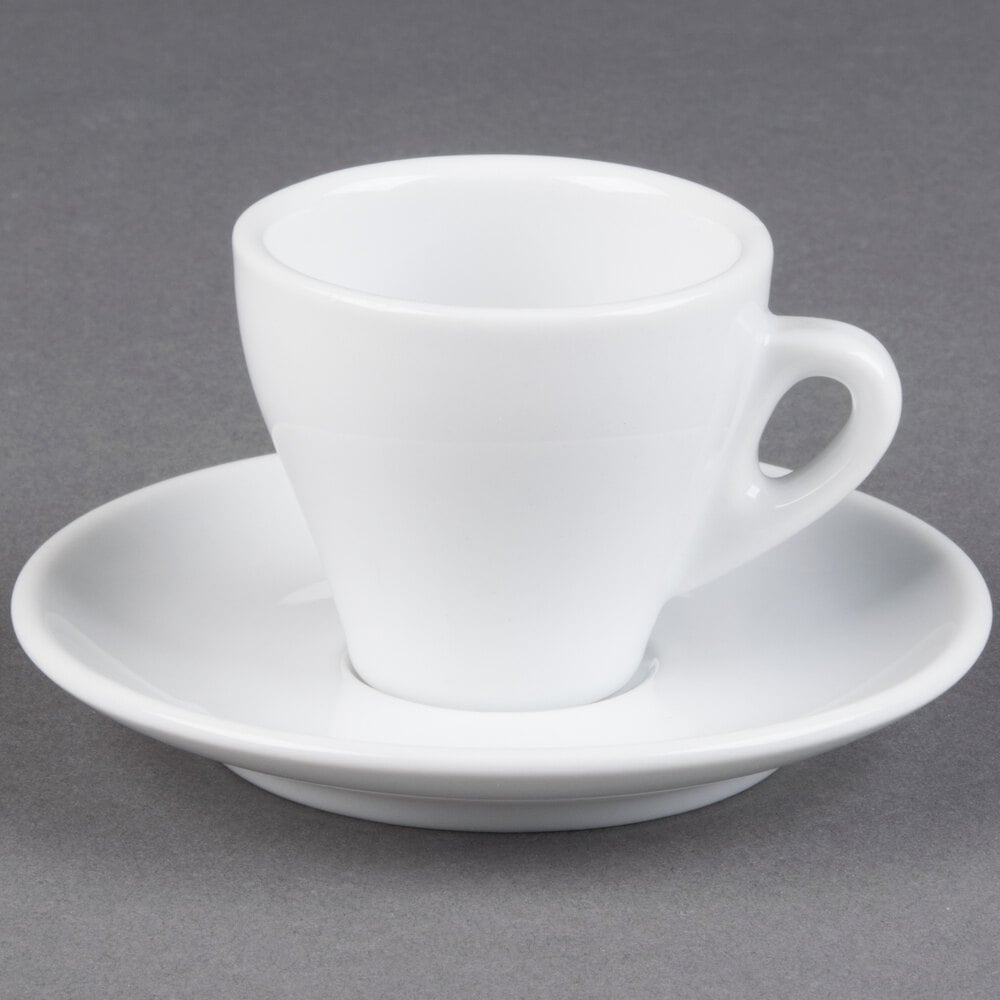 CAC E3 Venice 3.5 oz. White Espresso Cup with 4 7/8" Saucer 48/Case
