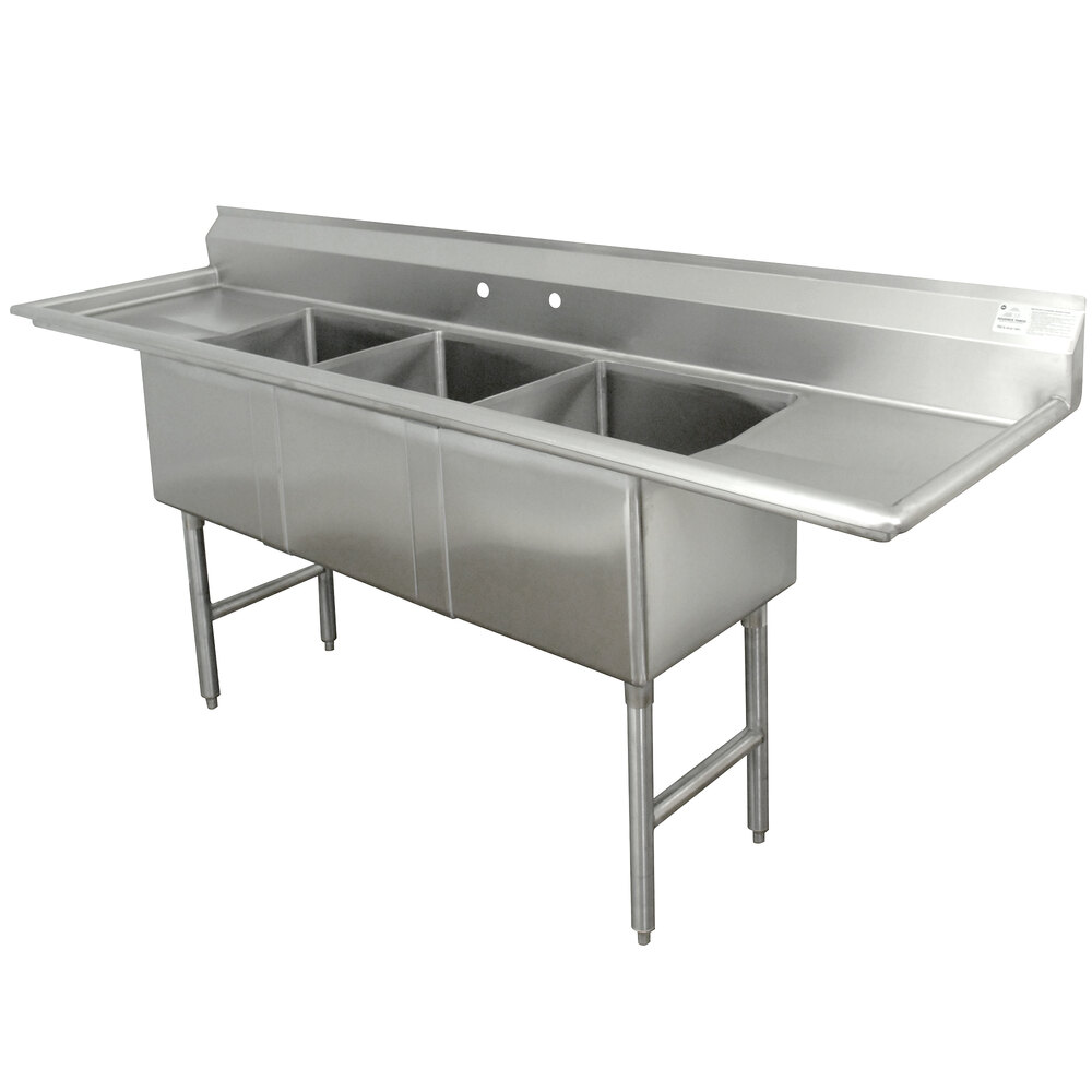 3 Compartment Sink Restaurant Triple Commercial Advance Tabco Fc 3 1620 24rl Three Compartment Stainless Steel Commercial Sink With