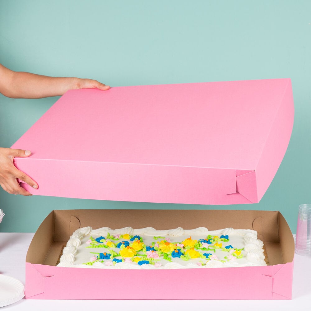 28" x 20" x 4" Pink Full Sheet Cake / Bakery Box 25/Bundle