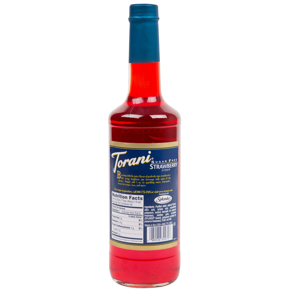 Torani 750 mL Sugar Free Strawberry Flavoring / Fruit Syrup