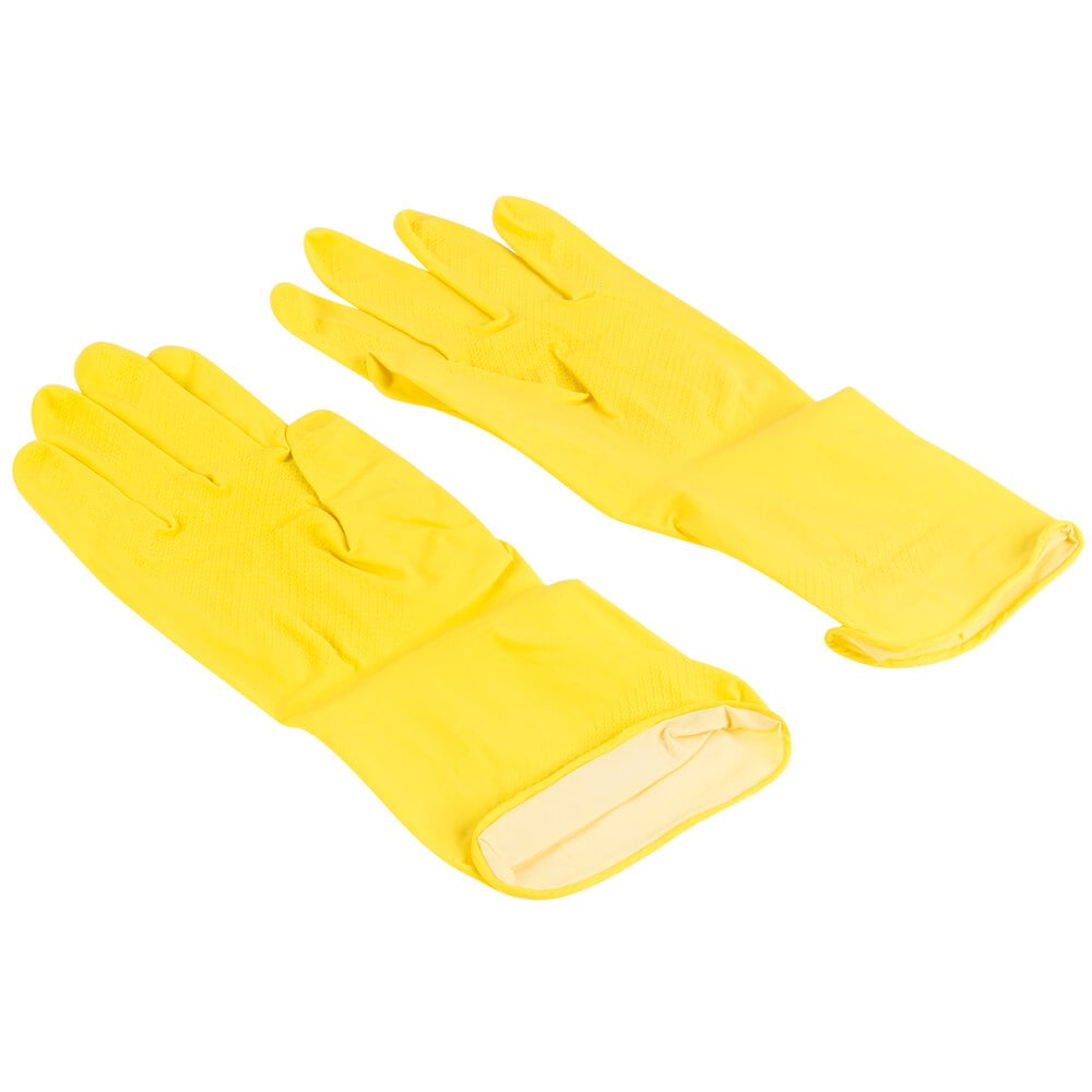 Medium MultiUse Yellow Rubber Fully Lined Gloves, Pair 12/Pack